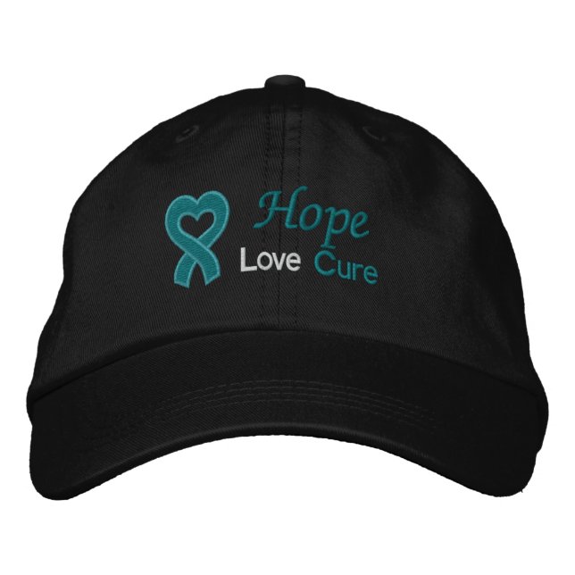 Ovarian Cancer Hope Kärlek Cure Broderad Keps (Framsida)