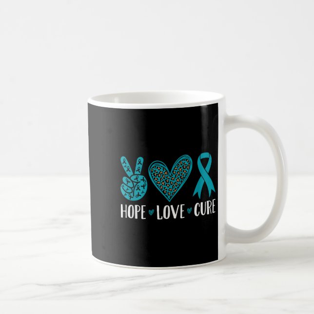 Ovarian Cancer Hope Kärlek Cure Teal Ribbon Kaffemugg (Höger)