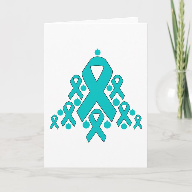 Ovarian Cancer - Jul Ribbon Träd Helgkort (Framsida)