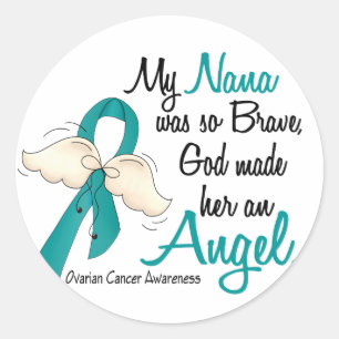 Ovarian cancer Nana för ängel 2 Runt Klistermärke
