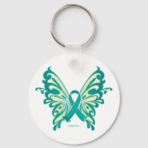 Ovarian Cancer Ribbon Butterfly Nyckelring