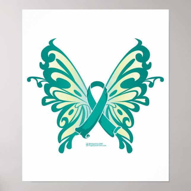 Ovarian Cancer Ribbon Butterfly Poster (Framsidan)