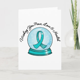 Ovarian Cancer Ribbon God jul Snowglobe Helgkort