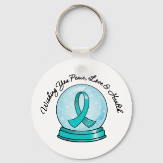 Ovarian Cancer Ribbon God jul Snowglobe Nyckelring