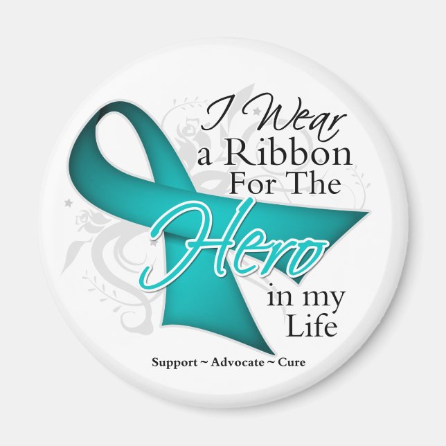 Ovarian Cancer Ribbon Hero i mitt liv Magnet (Framsidan)