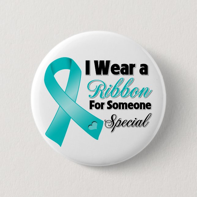 Ovarian Cancer Ribbon Någon Speciell Knapp (Framsida)