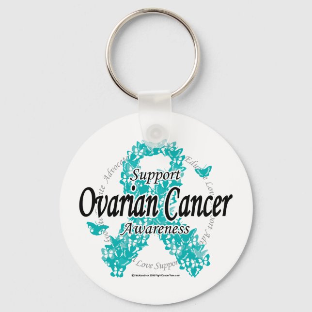 Ovarian Cancer Ribbon of Butterflies Nyckelring (Framsida)