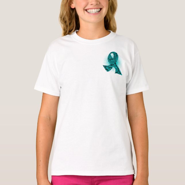 Ovarian Cancer Ribbon Powerful Slogans Tröja (Framsida)