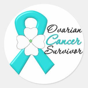 Ovarian Cancer Survivor Flower Ribbon Runt Klistermärke