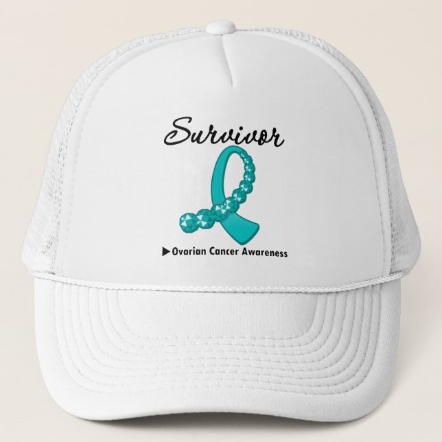 Ovarian Cancer Survivor Gemstone Ribbon Keps (Framsida)