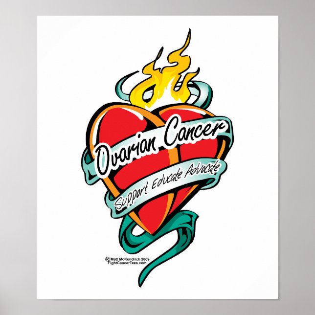 Ovarian Cancer Tattoo Heart Poster (Framsidan)