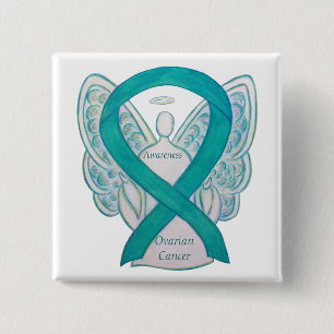 Ovarian Cancer Teal Awareness Ribbon Angel Pin Knapp