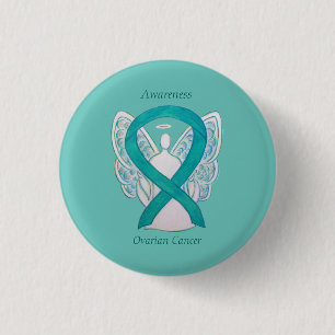 Ovarian Cancer Teal Awareness Ribbon Angel Pin Knapp