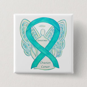 Ovarian Cancer Teal Awareness Ribbon Angel Pin Knapp