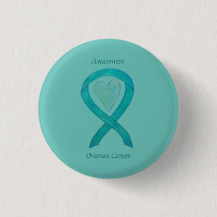 Ovarian Cancer Teal Awareness Ribbon Heart Pin Knapp