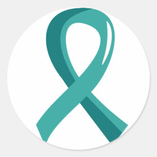 Ovarian Cancer Teal Ribbon 3 Runt Klistermärke