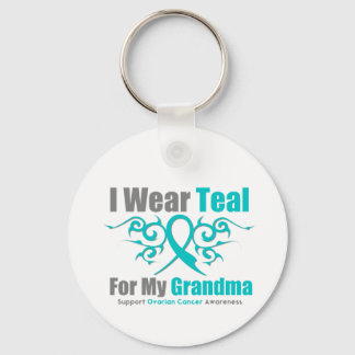 Ovarian Cancer Teal Tribal Ribbon Grandma Nyckelring
