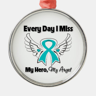 Ovarian Cancer varje dag jag saknar min Hero Julgransprydnad Metall