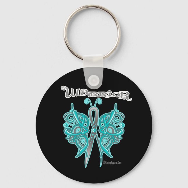 Ovarian Cancer Warrior Celtic Butterfly Nyckelring (Framsida)