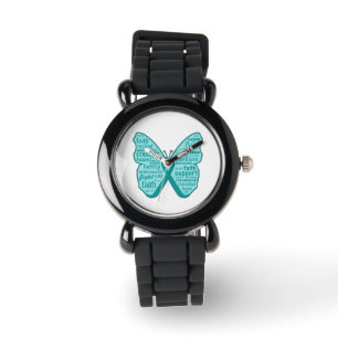 Ovarian cancerfjärilsCollage av ord Armbandsur