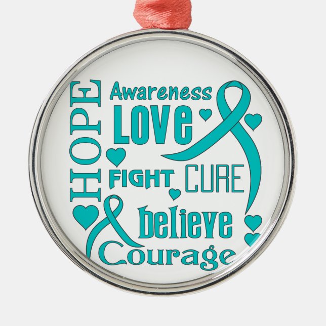 Ovarian cancerhopp uttrycker Collage Julgransprydnad Metall (Framsidan)