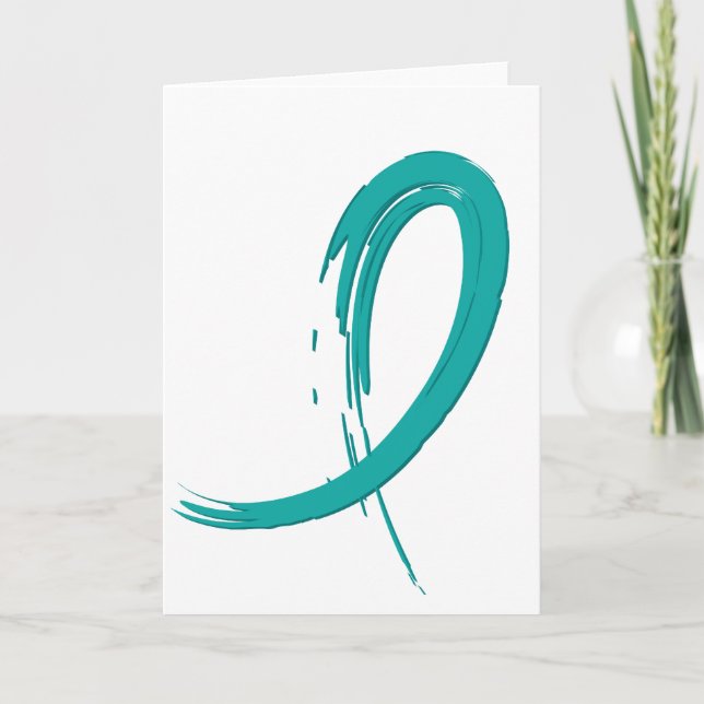 Ovarian Cancer's Teal Ribbon A4 Kort (Framsida)