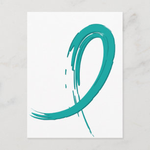 Ovarian Cancer's Teal Ribbon A4 Vykort