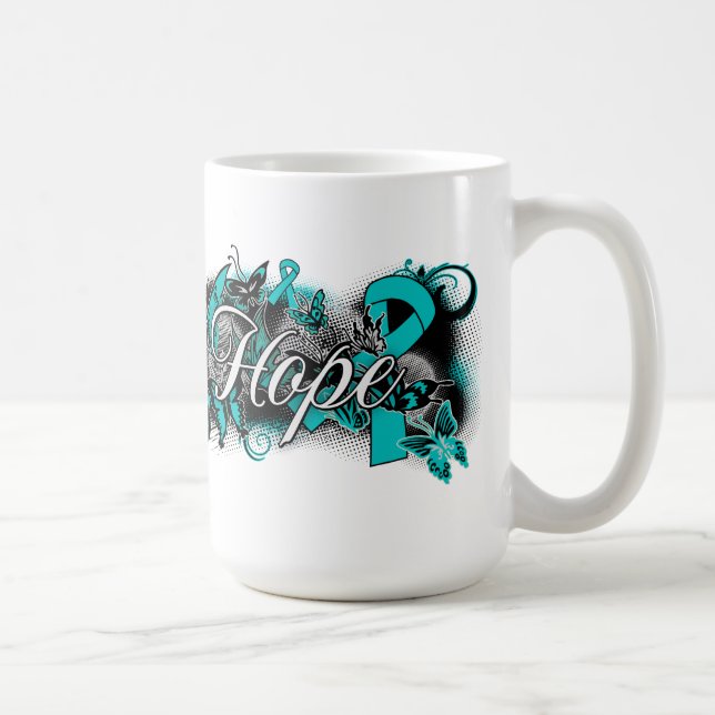 Ovarian cancerträdgårdband kaffemugg (Höger)