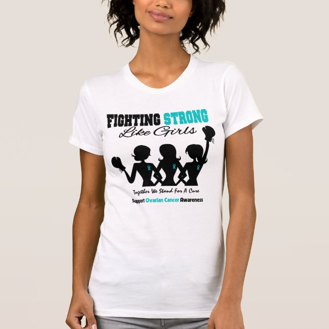 Ovarier Cancer FIGHTING STRONG SOM Girls Tee Shirt (Framsida)