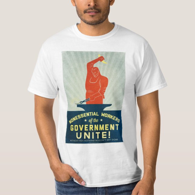 Oväsentliga arbetare av regeringen förenar t shirt (Framsida)