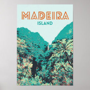 Övegetationsillustration på Madeira Portugal Poster