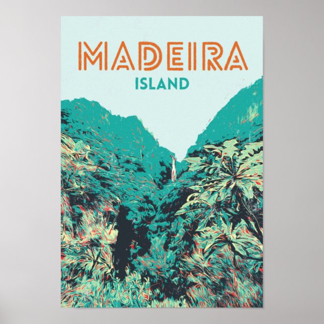 Övegetationsillustration på Madeira Portugal Poster (Framsidan)