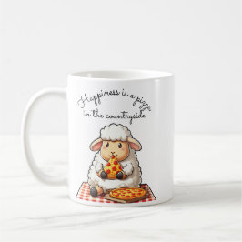 Oveja comiendo pizza kaffemugg