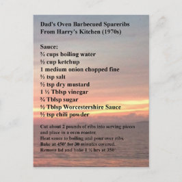 Oven Barbecued Spareribs Recept Card Vykort