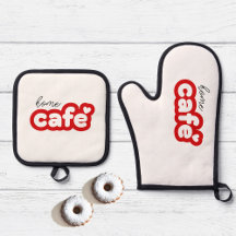 Oven Mitt och Pot Holders set med Lettering