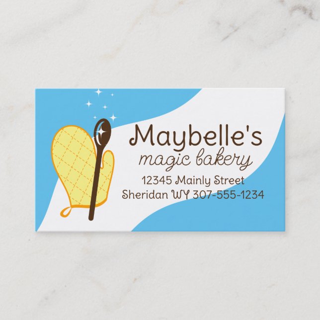 Oven mitt wooden spoons som lagar bakande biz-kort visitkort (Framsida)