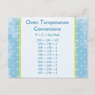 Oven Temperaturkonverteringskort Vykort