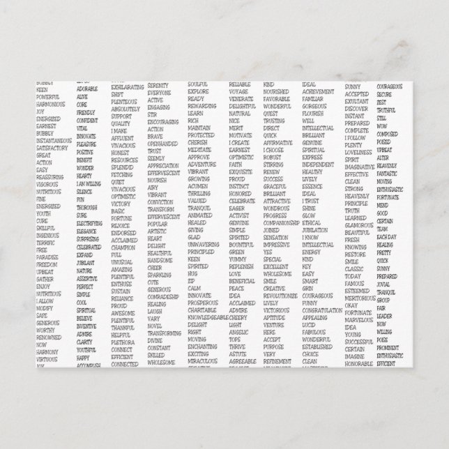 Över 600 positiva Ord! Vykort (Framsida)