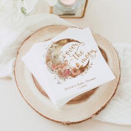 Över babyduschen vid blommigten måne vid måne pappersservett