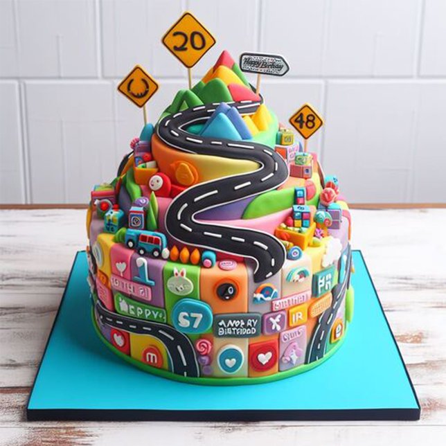 ÖVER BACKE BIRTHDAY CAKE KORT (Skapare uppladdad)