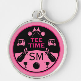 Över Backe födelsedag Golfer Rund Silverfärgad Nyckelring