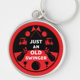 Över Backe födelsedag Golfer Rund Silverfärgad Nyckelring