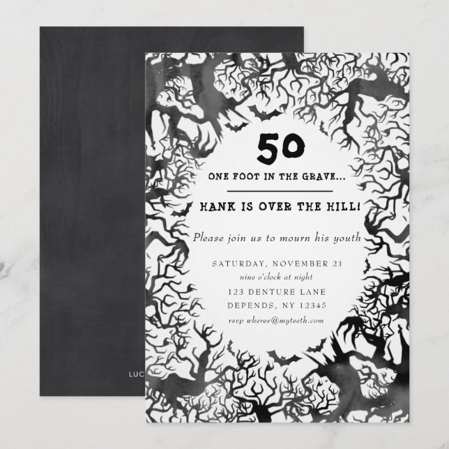 Över Backe Födelsedagsfest inbjudan (Fram/baksida)