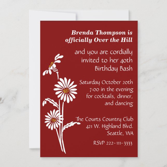 Över Backe Födelsedagsfest inbjudan (Framsida)