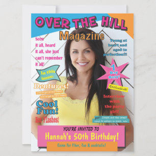 Över Backe Födelsedagsfest Magazine Cover Inbjudan