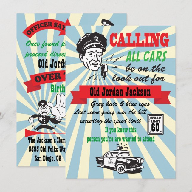 Över Backe: Hastighetsbegränsning: Bjuddagens inbj Inbjudningar (Fram/baksida)