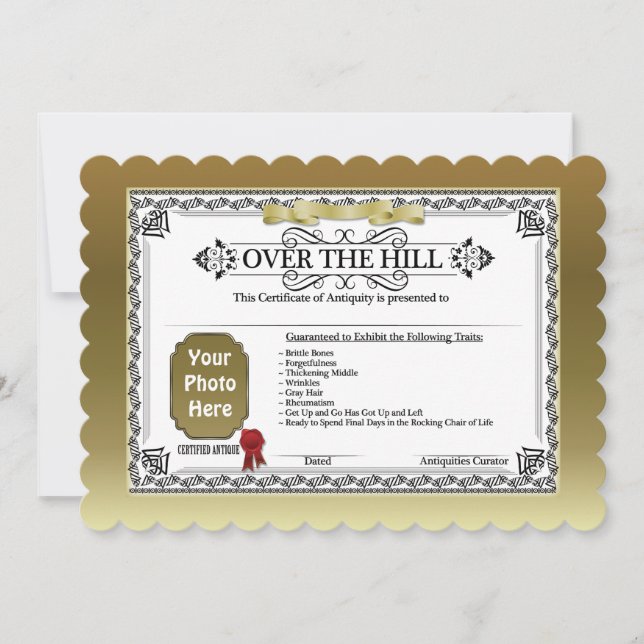 Över Backe lägger du till ett foto-födelsedagscert Kort (Framsida)