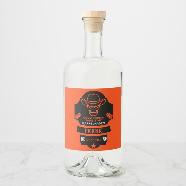 Över Backe och blir gammal Spritflaskor Etikett (Framsida)