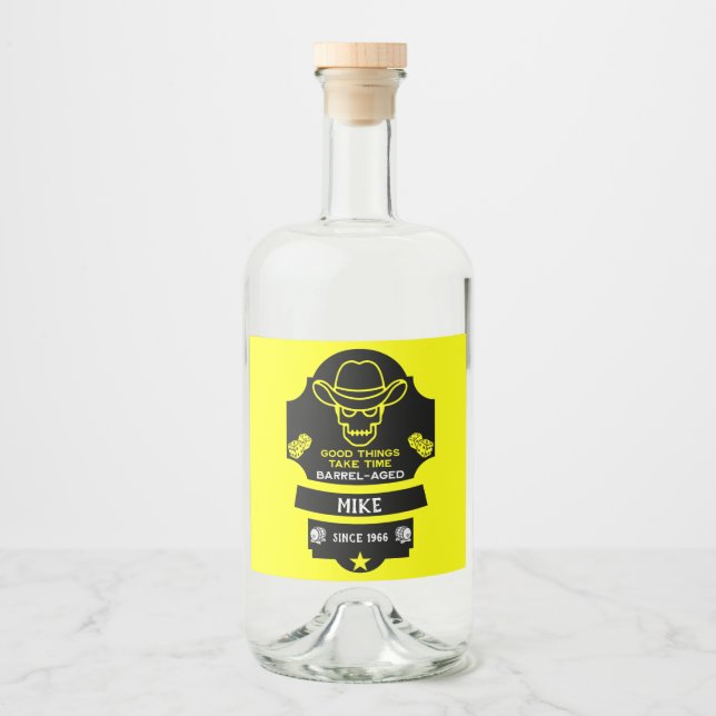 Över Backe och blir gammal Spritflaskor Etikett (Framsida)