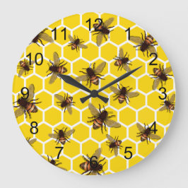 Över bin på Honeycomb Wall Clock Stor Klocka